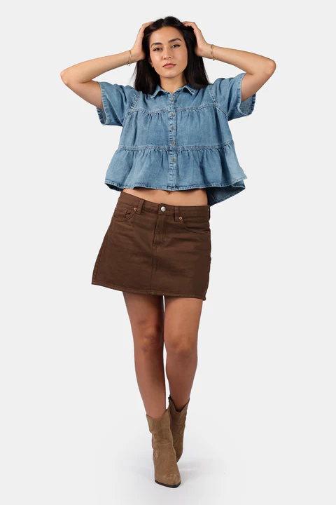 Naraa Cropped Denim Shirt - Image 3