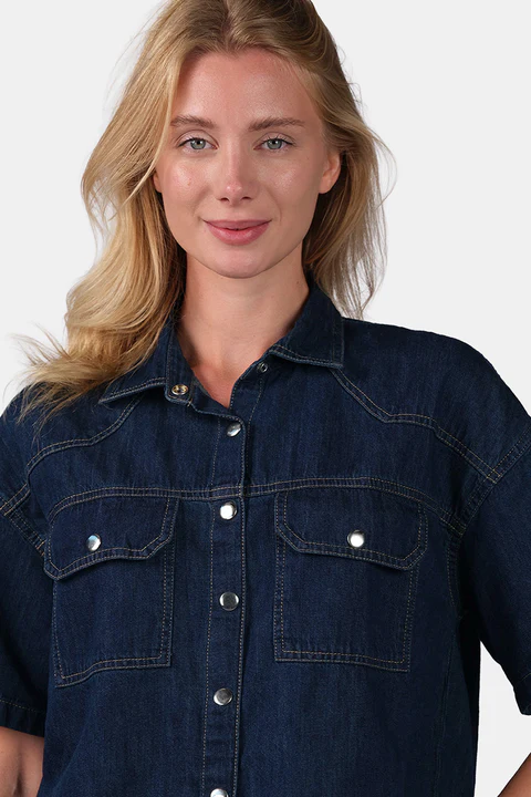 Boxy Cropped Denim Shirt