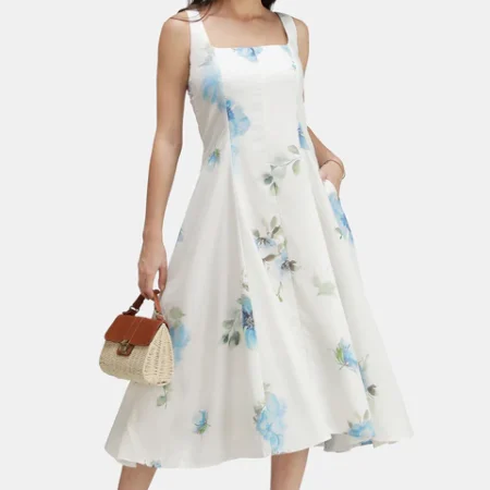 Tencel Fit & Flare Midi Dress