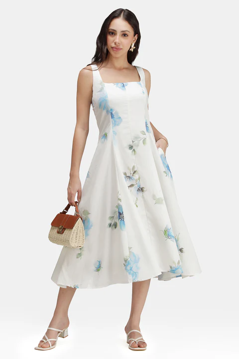 Tencel Fit & Flare Midi Dress