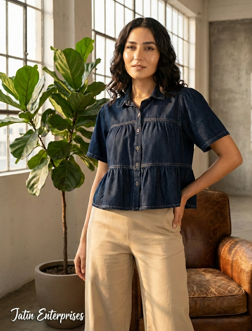 Gema Cropped Denim Shirt