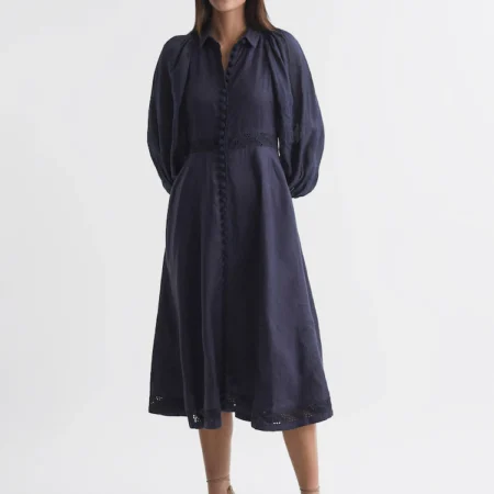 Linen Shirt Midi Dress