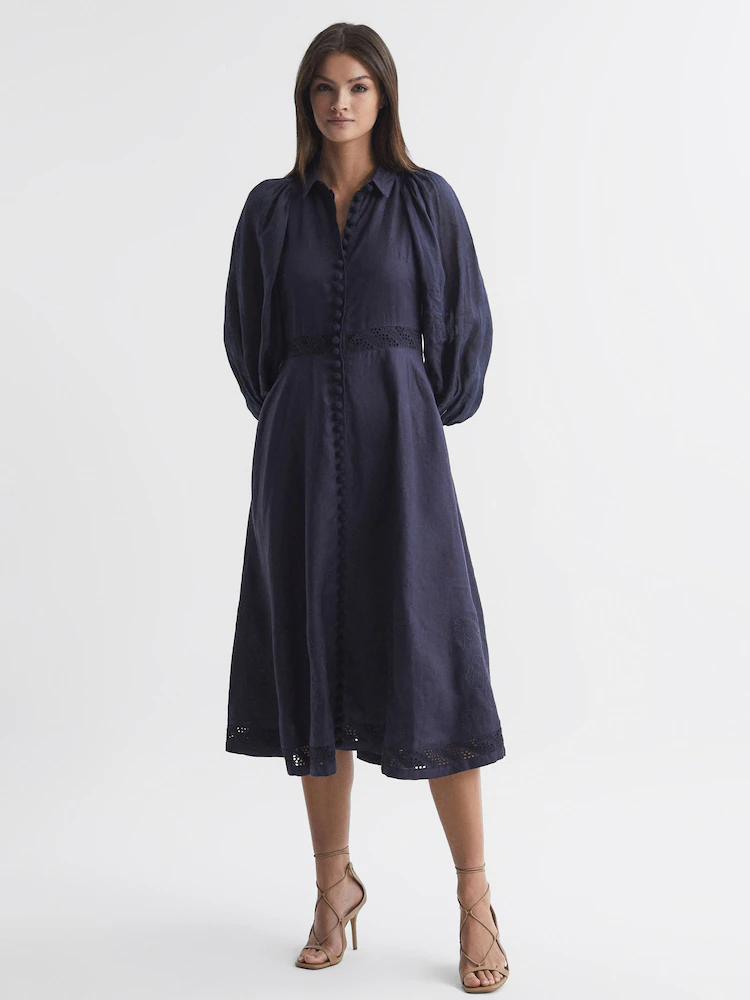 Linen Shirt Midi Dress