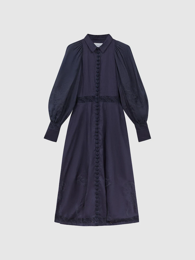 Linen Shirt Midi Dress - Image 3