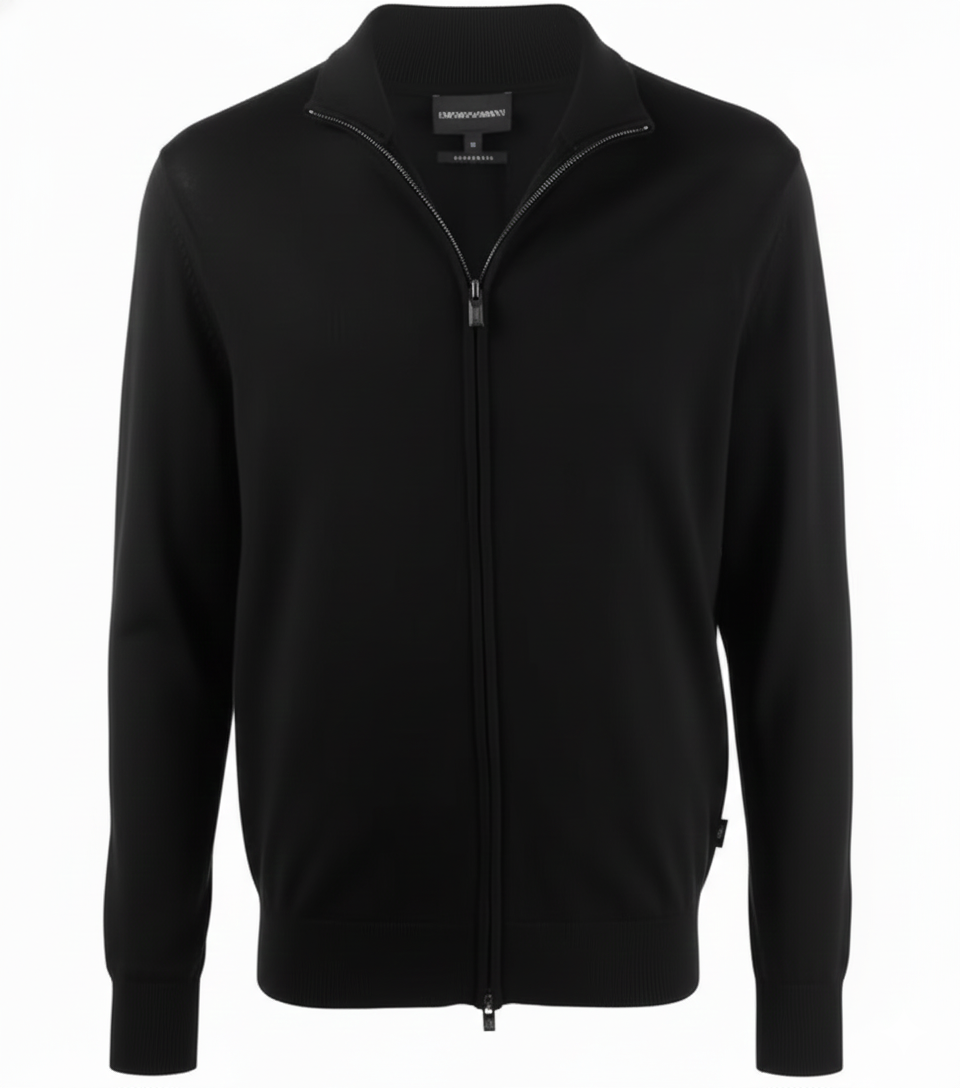 The Noir Luxe Fine-Knit Zip Cardigan - Image 2