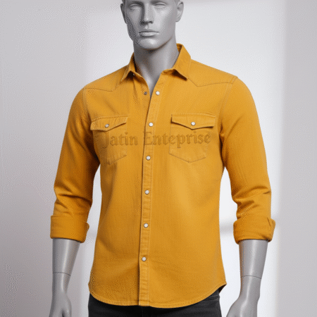 Jatin Enterprise Men's Frontier Casual Shirt – Rich Mustard Yellow Western Yoke